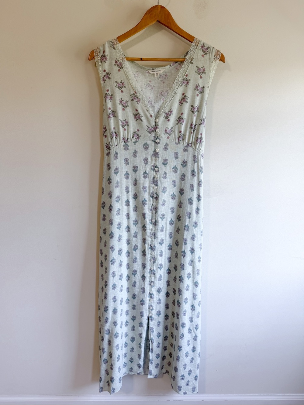 NWT Lucky Brand Linen Floral Midi Dress